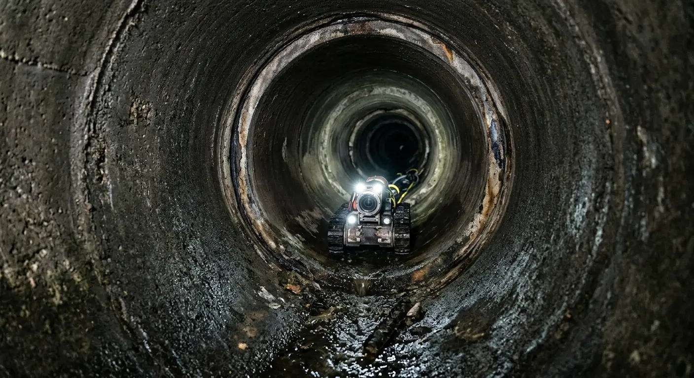 Robotic sewer camera inspecting pipe interior for Drain Snake Service in Coral Terrace